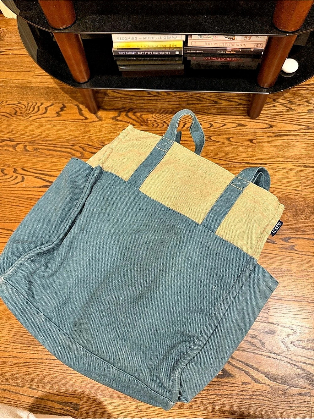 Jcrew Canvas Tote in Blue & Tan